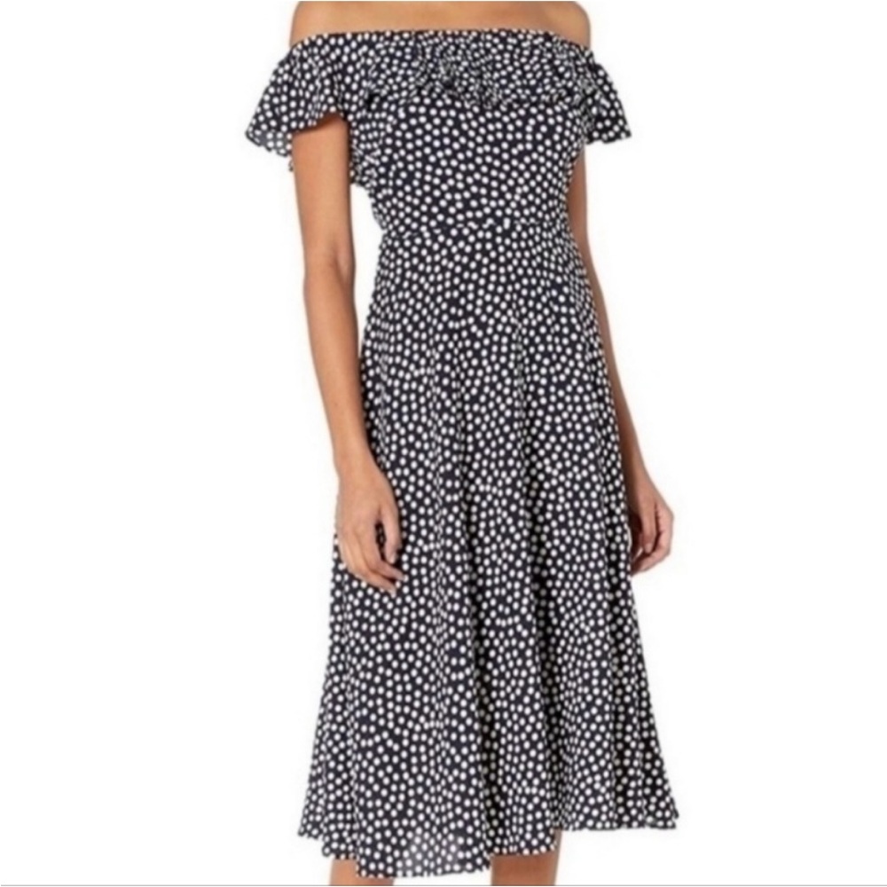 BETSEY JOHNSON Off Shoulder Polka Dot Dress